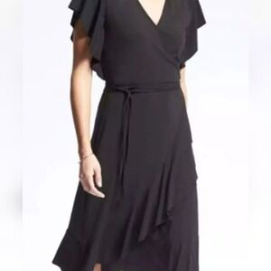 Banana Republic Womens Petite Small Wrap Flutter Sleeve‎ Knee Length Dress NWT